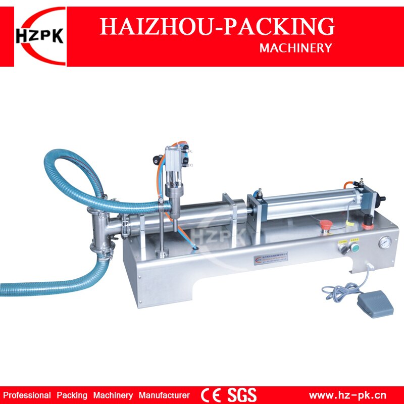 HZPK Semi-automatic Tabletop Liquid Filling Machine Food Grade Single Nozzle For Bottle Pouch Water Juice 200-1500ml G1WYD1500