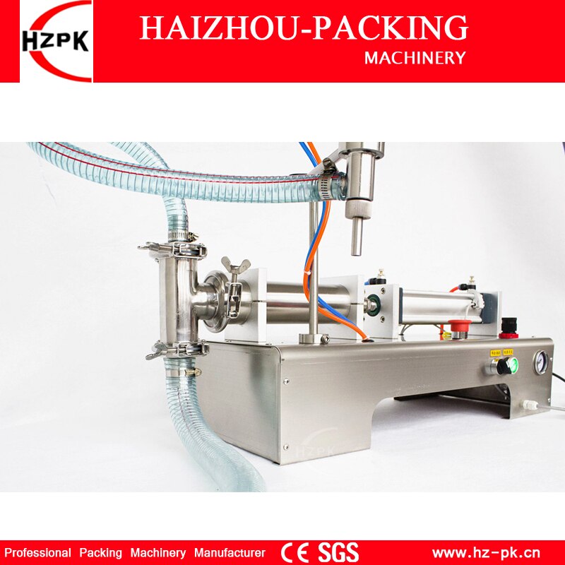 HZPK Semi-automatic Tabletop Liquid Filling Machine Food Grade Single Nozzle For Bottle Pouch Water Juice 200-1500ml G1WYD1500