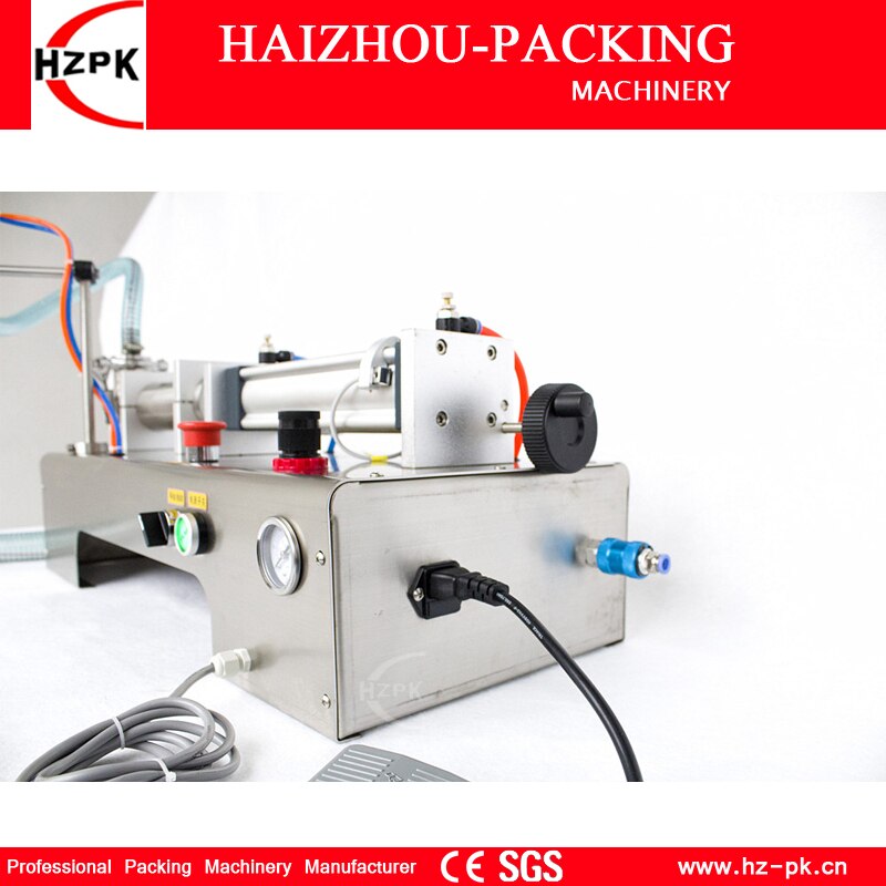 HZPK Semi-automatic Tabletop Liquid Filling Machine Food Grade Single Nozzle For Bottle Pouch Water Juice 200-1500ml G1WYD1500