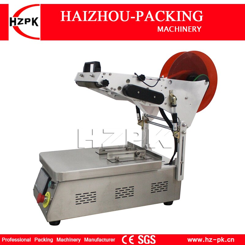 HZPK Semi Automatic Flat Bottle Caps Box Labeling Machine Commercial Packing Machinery Self Adhesive Labels Easy Operate MT-150