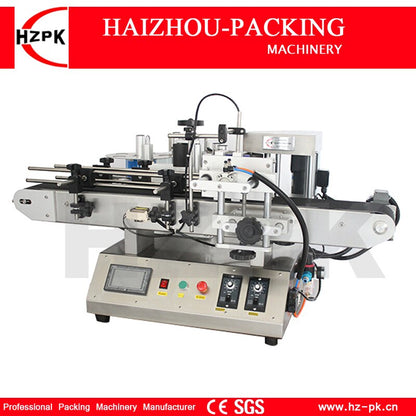 HZPK Automatic Desktop Pet Small Plastic Glass Beer Cans Round Bottle Labeling Machine Adhesive Sticker Labeller Around Labeling