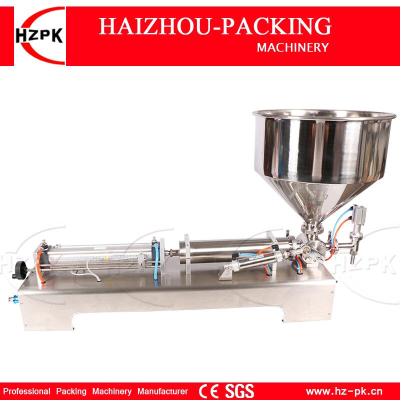 HZPK Semi-Automatic Horizontal Single Nozzle Paste Cream Puree Filling Machine All Connect Food Grade Stainless Steel 300-2500ml