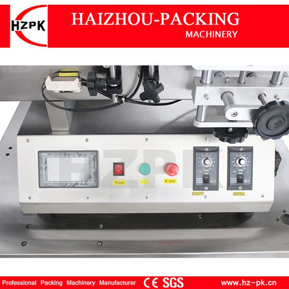 HZPK Automatic Desktop Pet Small Plastic Glass Beer Cans Round Bottle Labeling Machine Adhesive Sticker Labeller Around Labeling