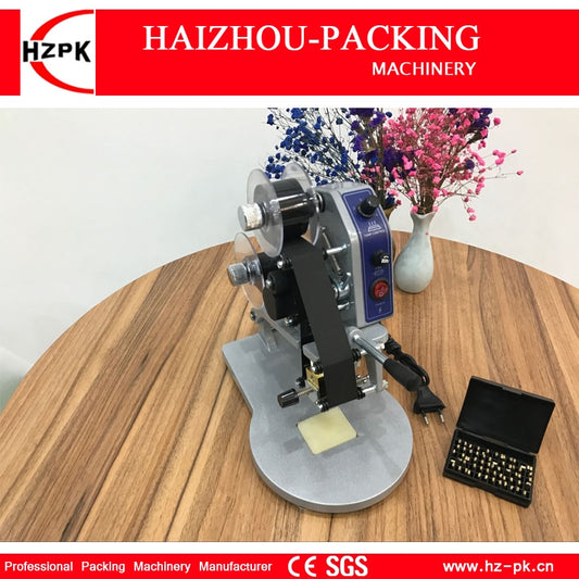 HZPK Color Ribbon Hot Coding Machine Heating Foil Manual Stamps Code Printing Machine Labels Plastic Bag Printer Machine DY-8