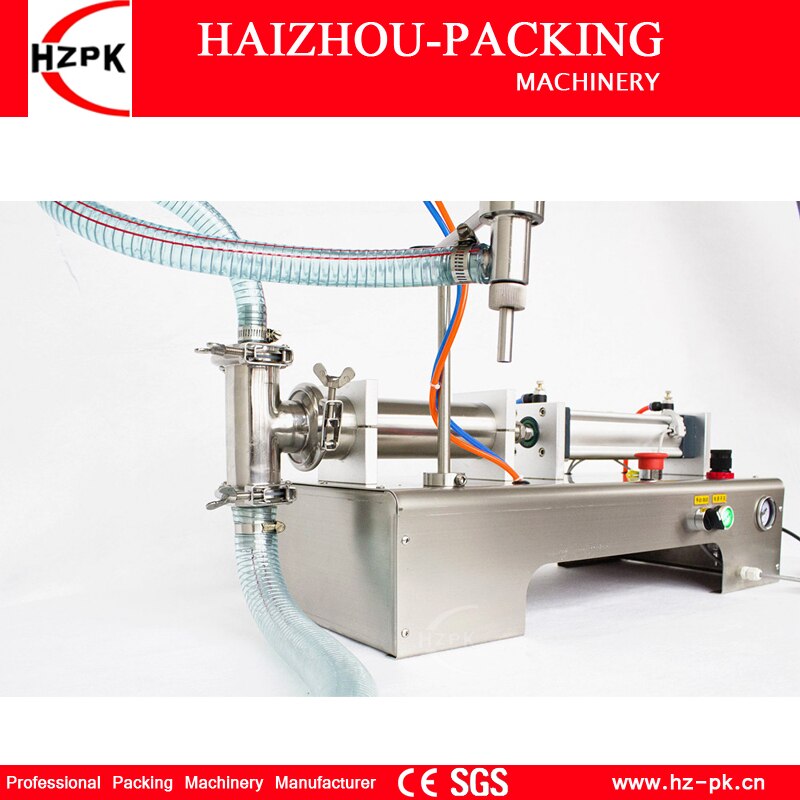 HZPK Semi-automatic Tabletop Liquid Filling Machine Food Grade Single Nozzle For Bottle Pouch  Water Juice 200-1500ml G1WYD1500