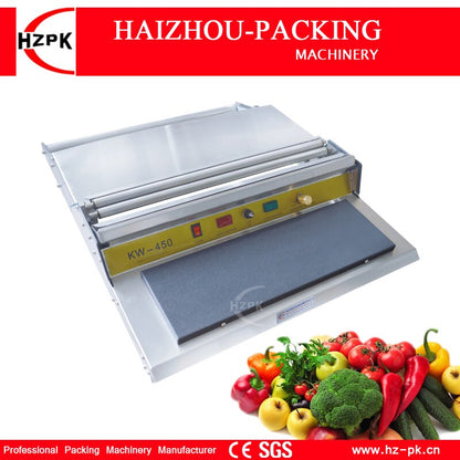 HZPK Food Saver Simple Hand Wrapper Manual Wrapping Machine Use Fresh Plastic Film Wrapper Packing Machine Small Packer HW-450