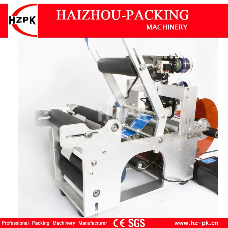 HZPK Semi-automatic Round Bottle Labeling Machine With Coding Label Printing Machine Electric Power Control Small Packer MT-50C