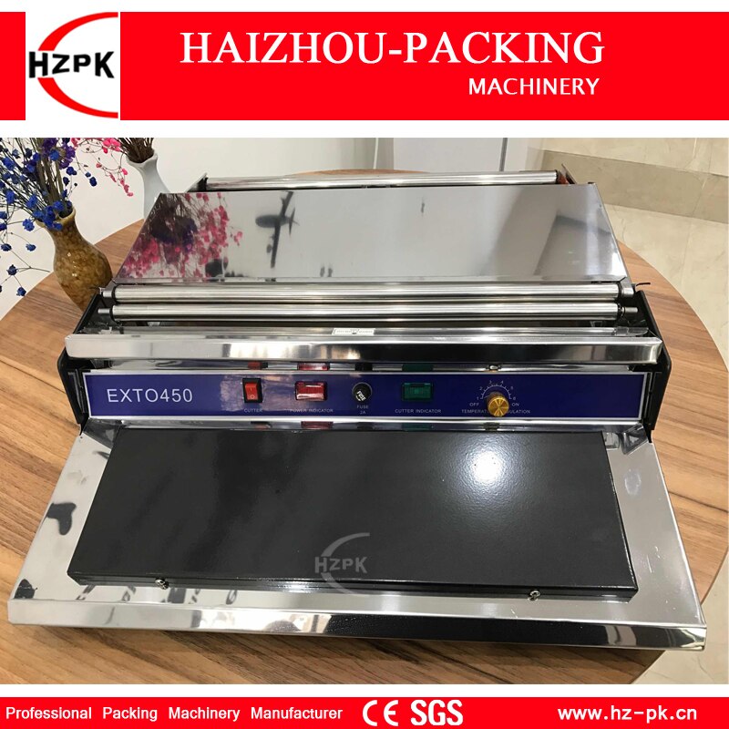 HZPK Food Saver Simple Hand Wrapper Manual Wrapping Machine Use Fresh Plastic Film Wrapper Packing Machine Small Packer HW-450