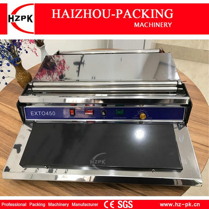 HZPK Food Saver Simple Hand Wrapper Manual Wrapping Machine Use Fresh Plastic Film Wrapper Packing Machine Small Packer HW-450