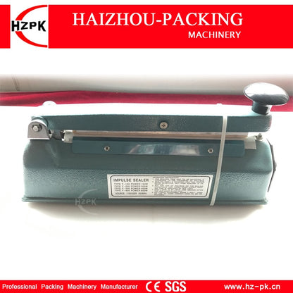 HZPK Heat Impulse Plastic Aluminum Bag Sealing Machine Iron Body Manual Sealer Small Industrial Packaging Shop Work 200mm SF-200