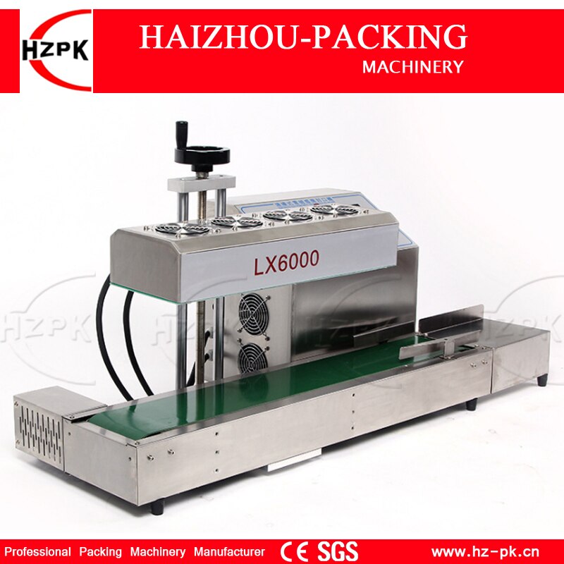 HZPK Desktop Stainless Steel Cover Automatic Electromagnetic Foil Sealing Machine Continuous Induction Sealer Machine 20-80mm