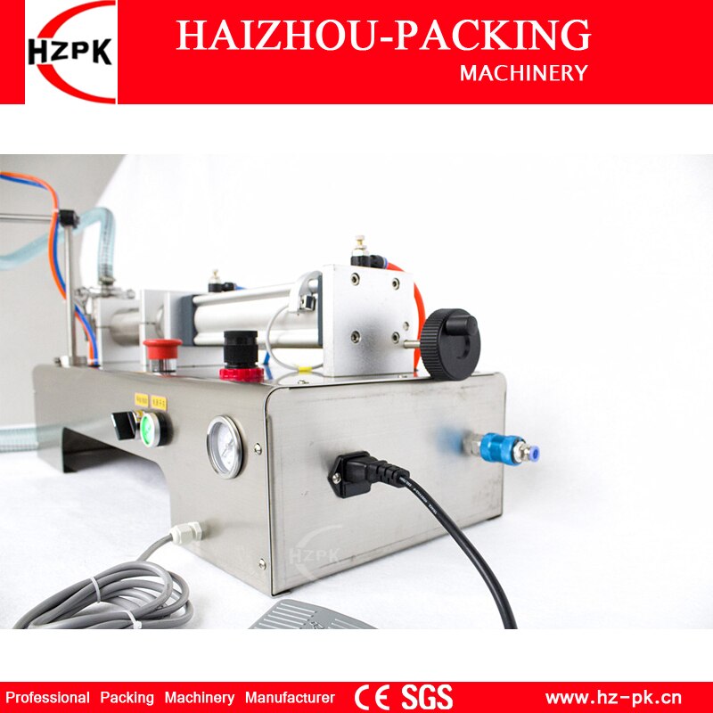 HZPK Semi-automatic Tabletop Liquid Filling Machine Food Grade Single Nozzle For Bottle Pouch  Water Juice 200-1500ml G1WYD1500