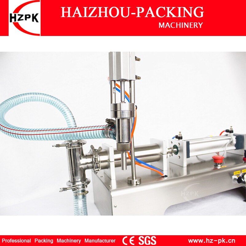 HZPK Semi-automatic Tabletop Liquid Filling Machine Food Grade Single Nozzle For Bottle Pouch  Water Juice 200-1500ml G1WYD1500