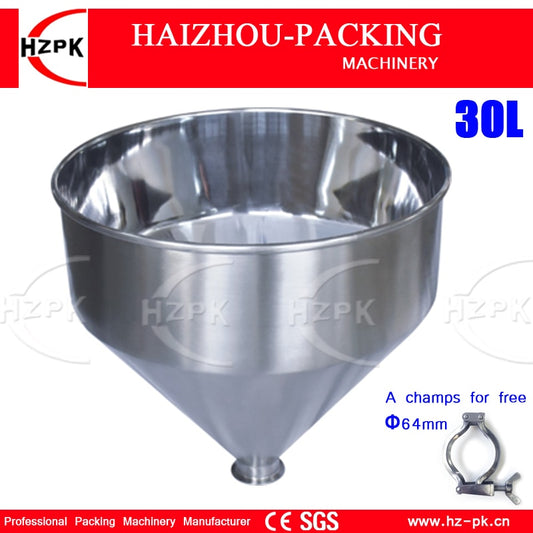 HZPK 304 316 Stainless Steel Hopper Use With Paste Filling Machine 30 Liters Volume Can For Honey Chili Paste Water Drinks 30 L