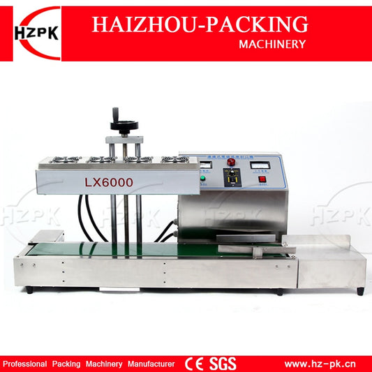 HZPK Desktop Stainless Steel Cover Automatic Electromagnetic Foil Sealing Machine Continuous Induction Sealer Machine 20-80mm