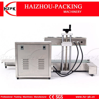 HZPK Desktop Stainless Steel Cover Automatic Electromagnetic Foil Sealing Machine Continuous Induction Sealer Machine 20-80mm