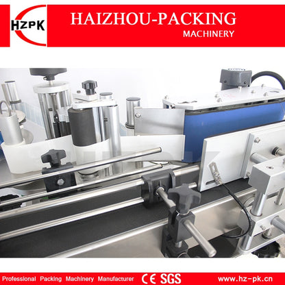 HZPK Small Automatic Round Bottle Labeling Machine Tabletop Type Labeler Food Make-up Wine Plastic Bottle Labeling Deskatop Type