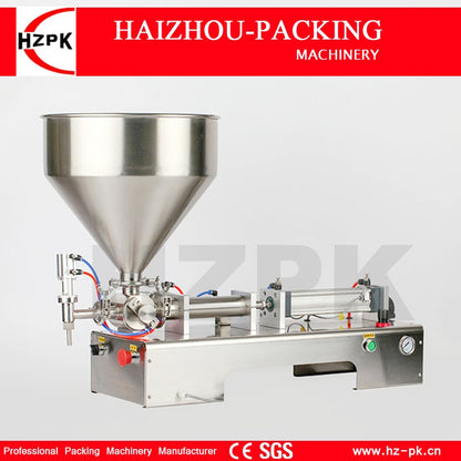 HZPK Semi-Automatic 304 Stainless Steel Horizontal Single Head Filling Paste Chocolate Cream Machine With 40L Hoper 200-1500ml