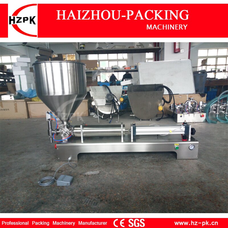 HZPK Semi-Automatic Horizontal Single Nozzle Paste Cream Puree Filling Machine All Connect Food Grade Stainless Steel 300-2500ml