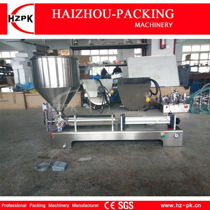 HZPK Semi-Automatic Horizontal Single Nozzle Paste Cream Puree Filling Machine All Connect Food Grade Stainless Steel 300-2500ml