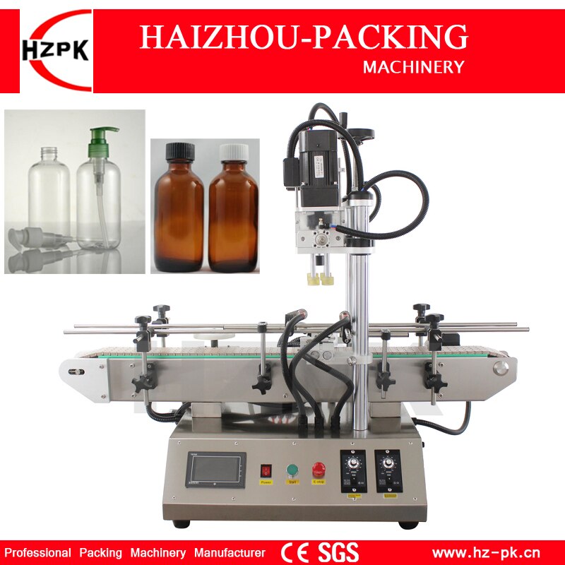 HZPK Automatic Smaller Desktop Stainless Steel Shampoo Hand Sanitizers Ketchup Spary Screw Bottle Pet Glass Capping Machine