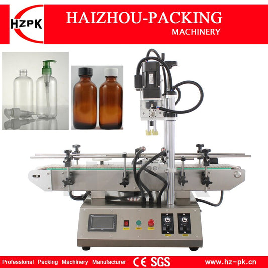 HZPK Automatic Smaller Desktop Stainless Steel Shampoo Hand Sanitizers Ketchup Spary Screw Bottle Pet Glass Capping Machine