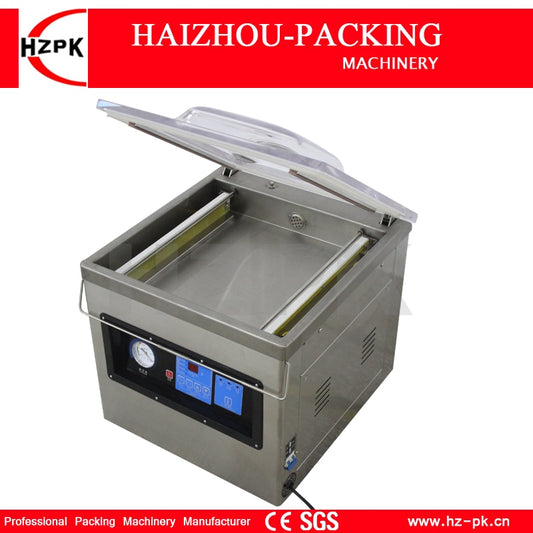 HZPK Automatic Desktop Commercial Single Chamber Vacuum Sealer With 2 Bars Meat Plastic Bags Food Storage Packing Machine