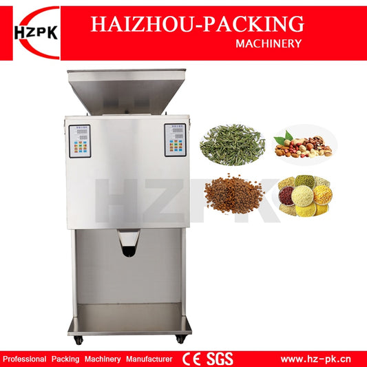 HZPK Semi Auto Coffee Beans Bag Pouch Spice Bottle Jar Can Particle Granule Weighing Filling And Packing Machine 100-10000g