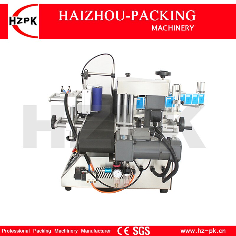 HZPK Automatic Desktop Pet Small Plastic Glass Beer Cans Round Bottle Labeling Machine Adhesive Sticker Labeller Around Labeling