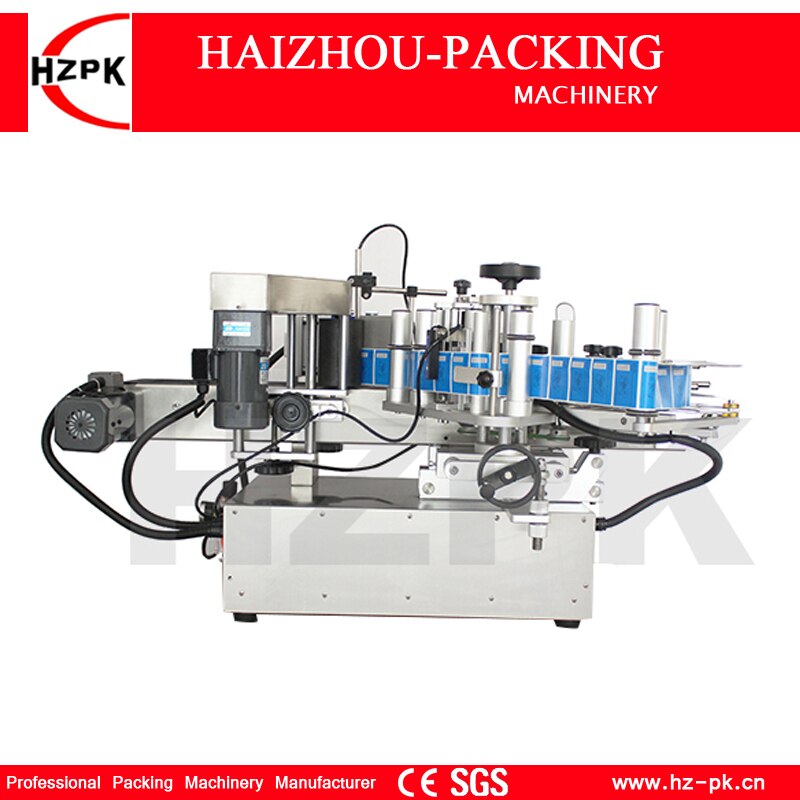 HZPK Automatic Desktop Pet Small Plastic Glass Beer Cans Round Bottle Labeling Machine Adhesive Sticker Labeller Around Labeling