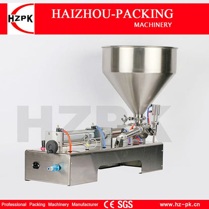 HZPK Semi-Automatic 304 Stainless Steel Horizontal Single Head Filling Paste Chocolate Cream Machine With 40L Hoper 200-1500ml