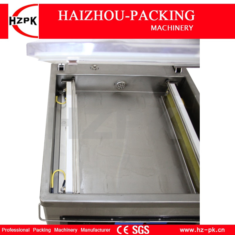 HZPK Stainless Steel Plexiglass Cover Automatic Commercial Chamber 2 Bars Meat Food Vacuum Sealer Food Storage Packing Sealing