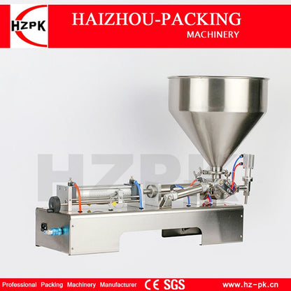 HZPK Semi-Automatic 304 Stainless Steel Horizontal Single Head Filling Paste Chocolate Cream Machine With 40L Hoper 200-1500ml