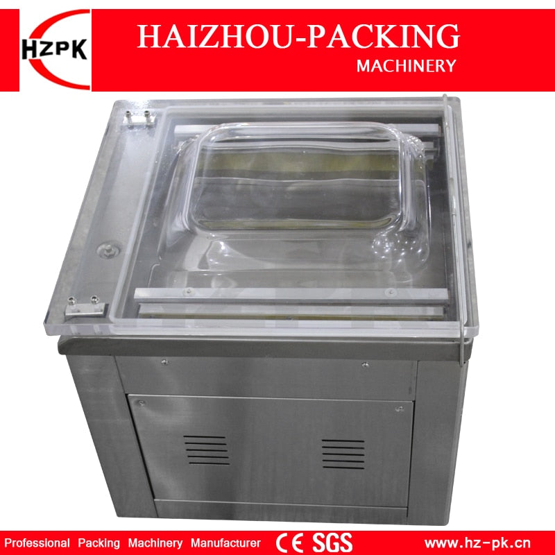 HZPK Stainless Steel Plexiglass Cover Automatic Commercial Chamber 2 Bars Meat Food Vacuum Sealer Food Storage Packing Sealing