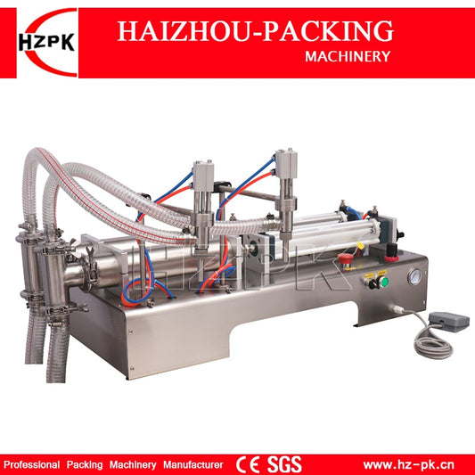 HZPK Semi Automatic 304 Stainless Steel Double Nozzles Liquid Water Filling Machine Small Commercial Packaging 10-100ml G2WYD100