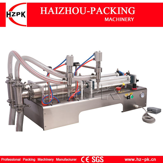 HZPK Semi Automatic Double Nozzles Liquid Filling Machine 304 Stainless Steel Food Small Commercial Packaging 50-500ml G2WYD500