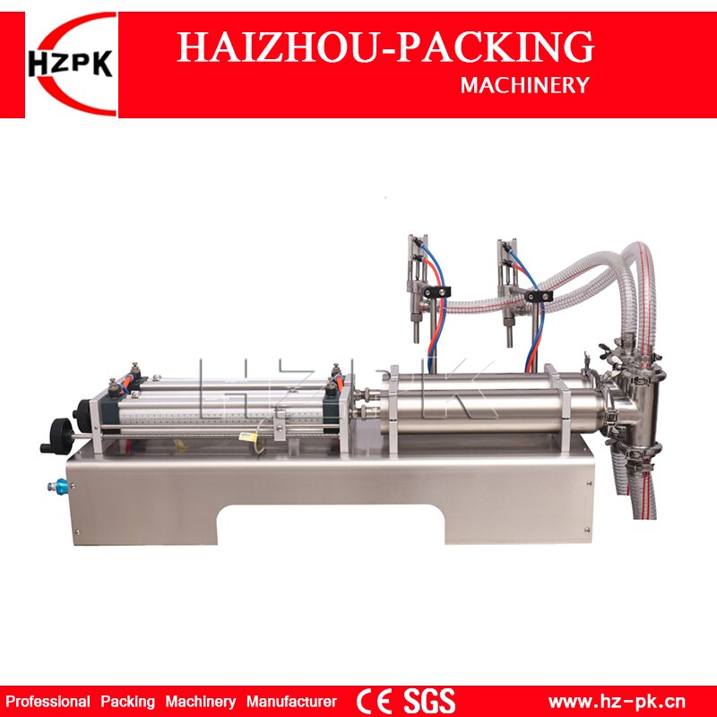 HZPK Semi Automatic Double Nozzles Liquid Filling Machine 304 Stainless Steel Food Commercial Packaging 1000-5000ml G2WYD5000