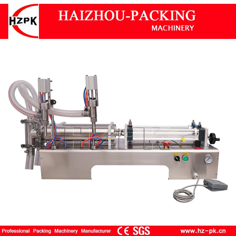 HZPK Semi Automatic 304 Stainless Steel Double Nozzles Liquid Water Filling Machine Small Commercial Packaging 30-300ml G2WYD300