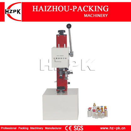 HZPK Semi-automatic Vial Galss Bottles Seamer Metal Beautiful View Manual Aluminum Lids Sealing Small Commercial Packing Machine