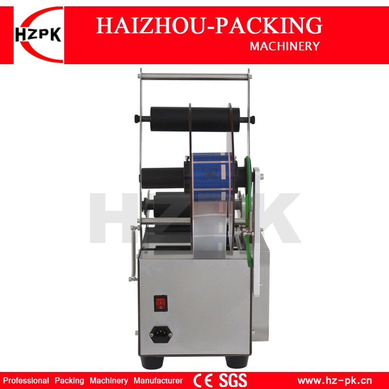 HZPK Semi Automatic Stainless Steel Jar Plastic Glass Metal Round Bottle Tube Labeling Machine Label Sticking Packing Machine